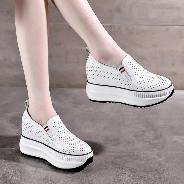 Genuine leather white shoes